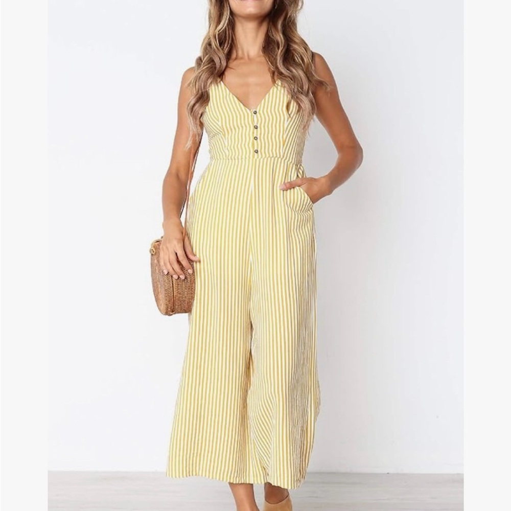 Yellow Striped Jumpsuit